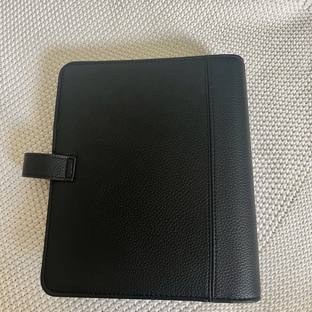 Black Pebbled Leather Organizer with Gold Snap - Picture 4 of 4